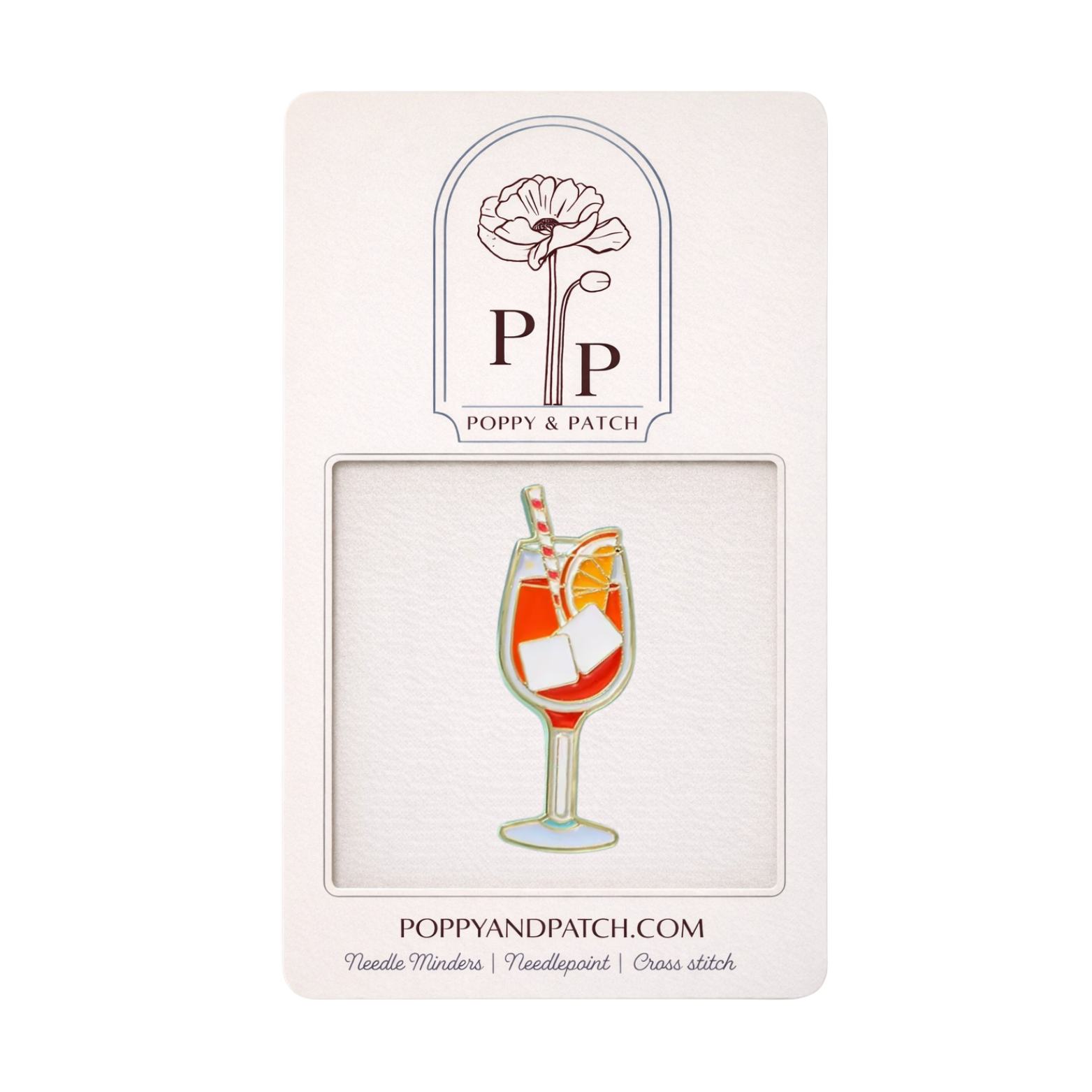 Aperol Spritz Cocktail Needle Minder – Needle Holder,  Needlepoint Cross Stitch & Embroidery