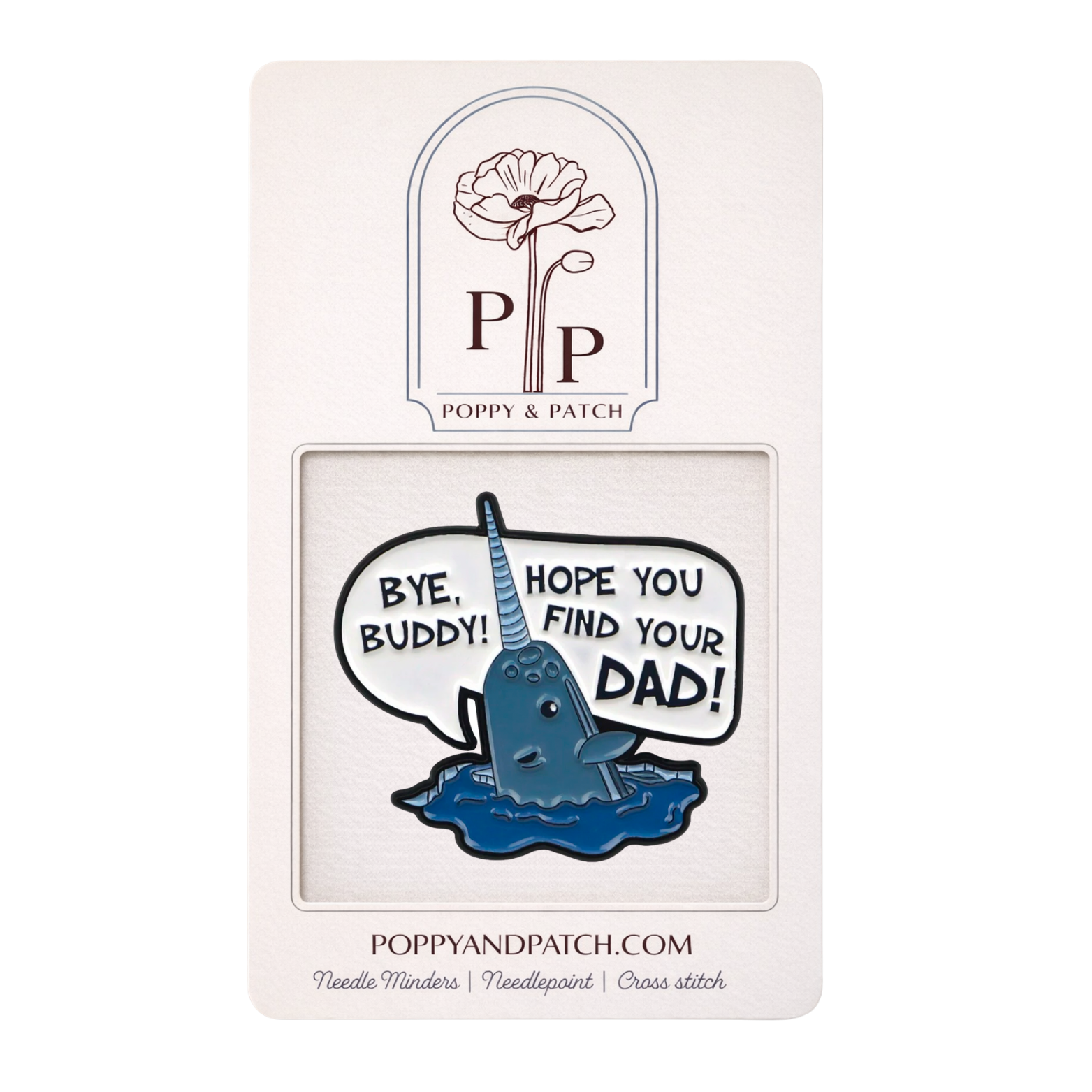 Bye Buddy Needle Minder – Elf Movie Narwhal Needle Holder for Needlepoint Cross Stitch & Embroidery