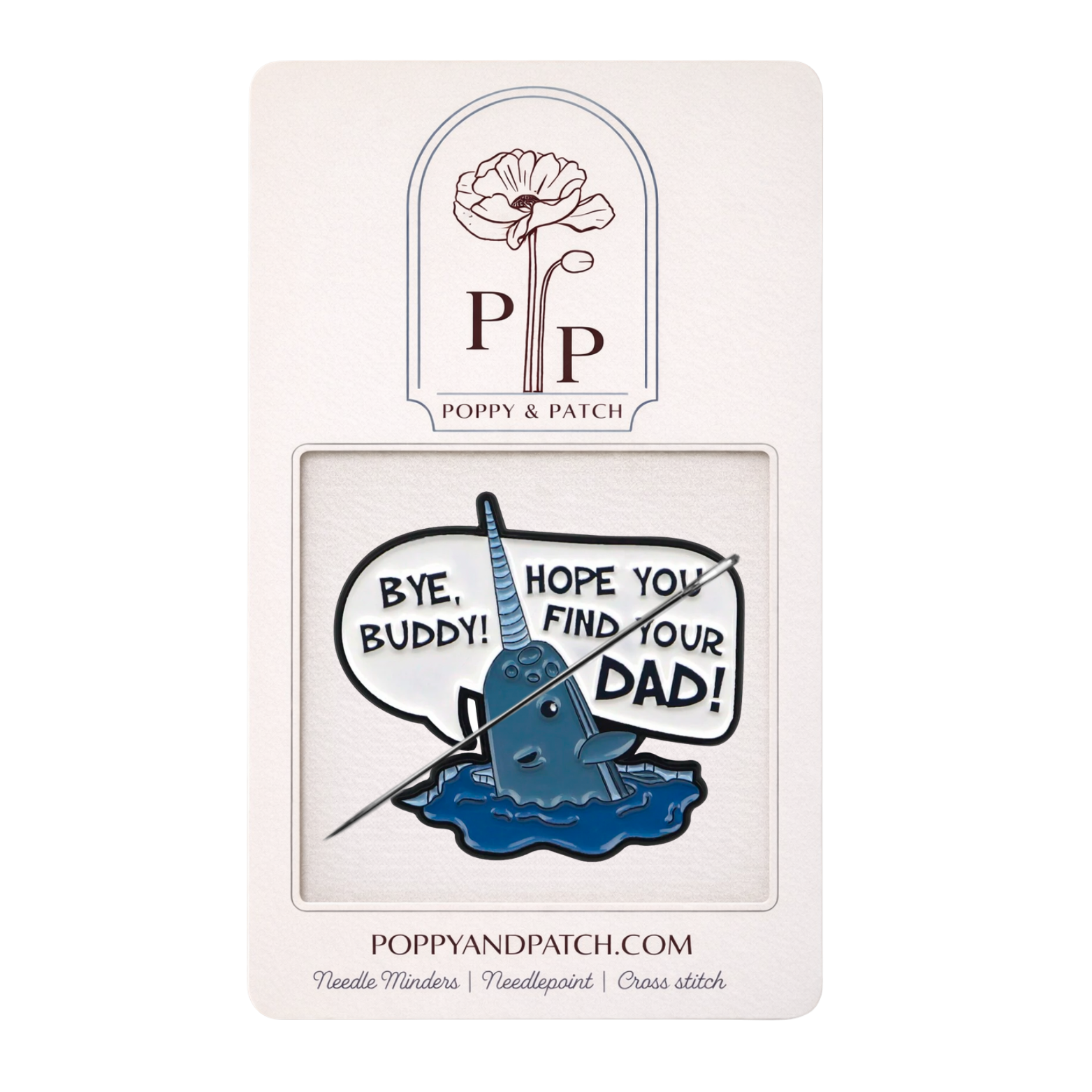 Bye Buddy Needle Minder – Elf Movie Narwhal Needle Holder for Needlepoint Cross Stitch & Embroidery