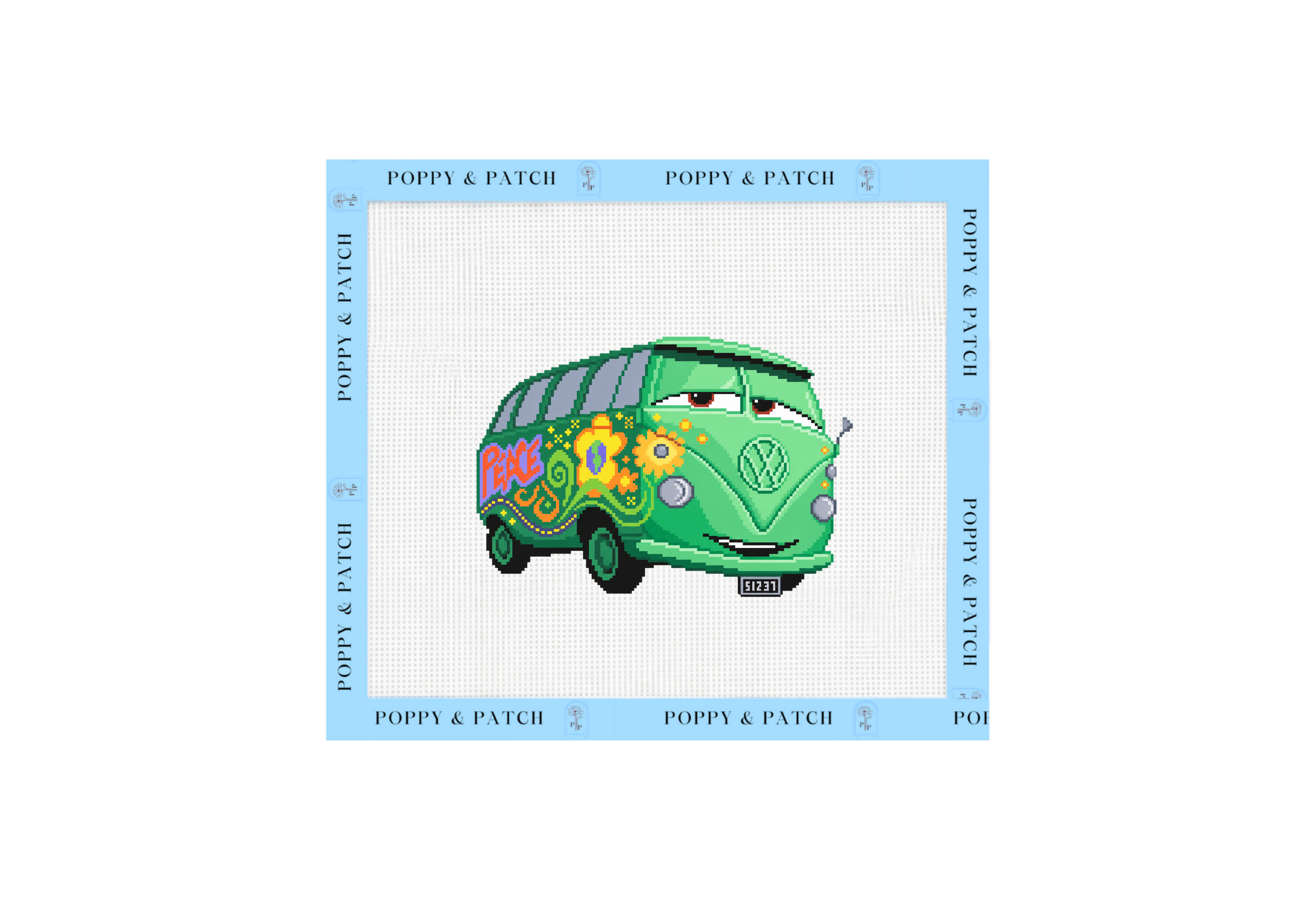 Disney Cars Fillmore Hippie VW Van Needlepoint Canvas