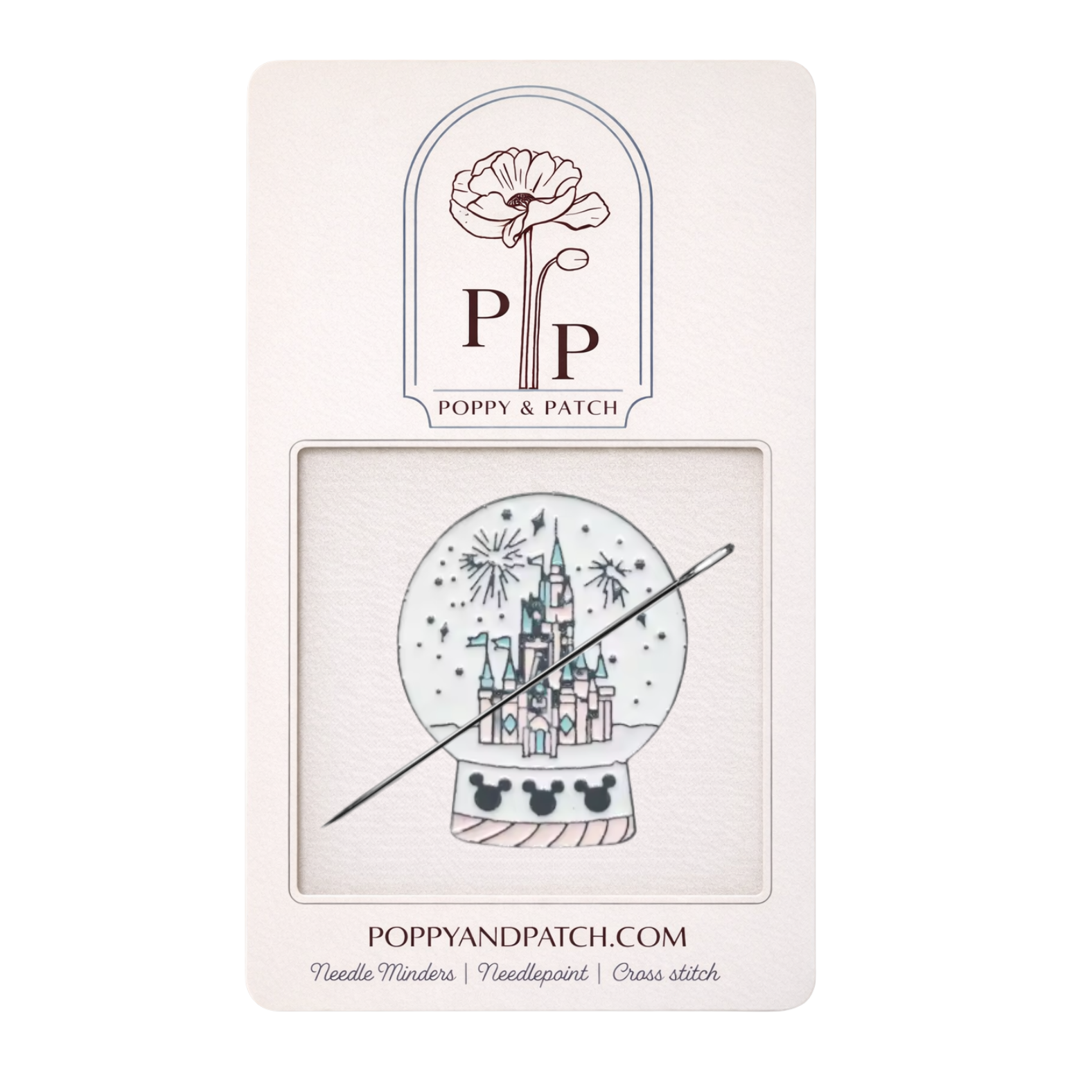 Disney Castle Snow Globe Needle Minder – Disney Inspired Magnetic Needle Holder for Needlepoint Cross Stitch and Embroidery