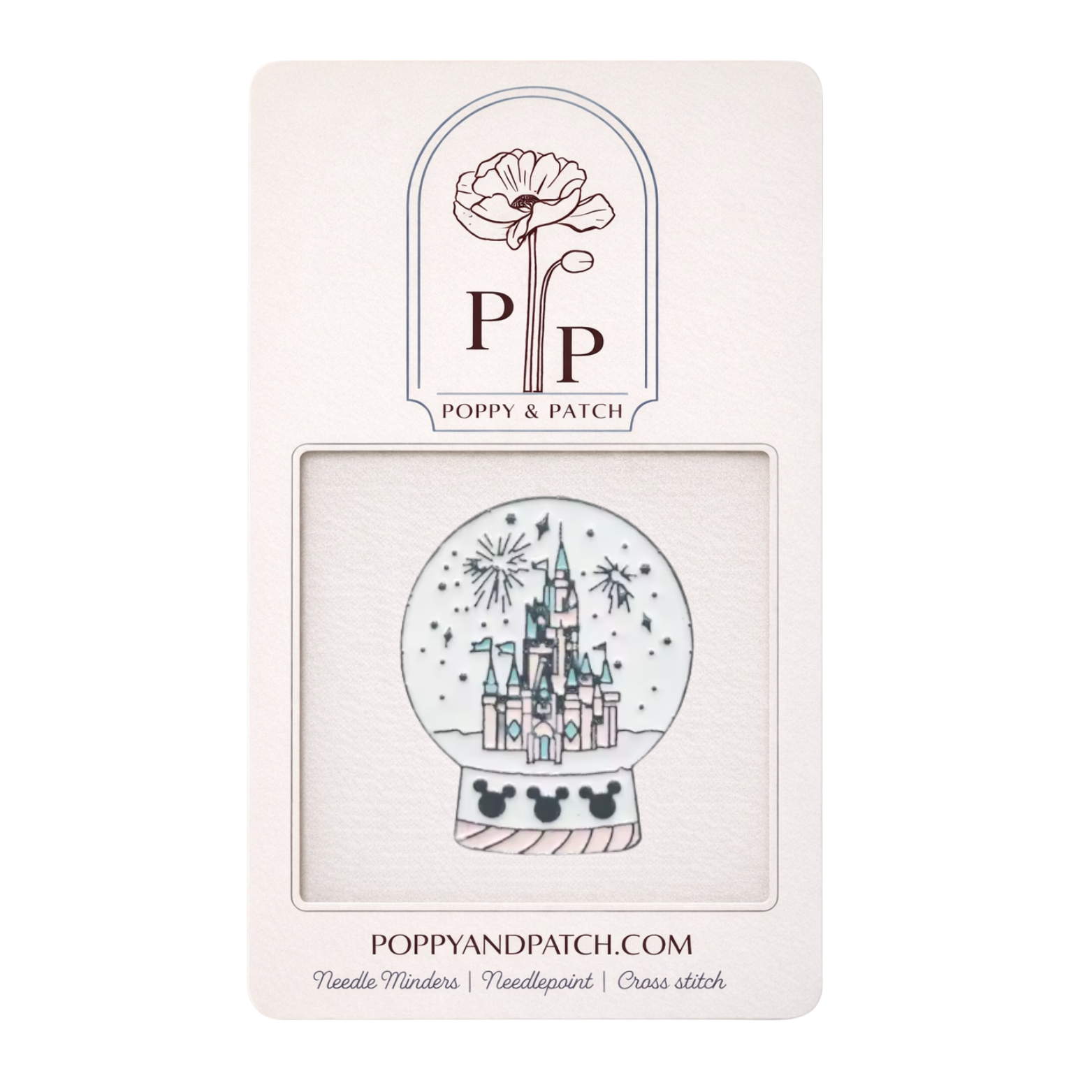 Disney Castle Snow Globe Needle Minder – Disney Inspired Magnetic Needle Holder for Needlepoint Cross Stitch and Embroidery