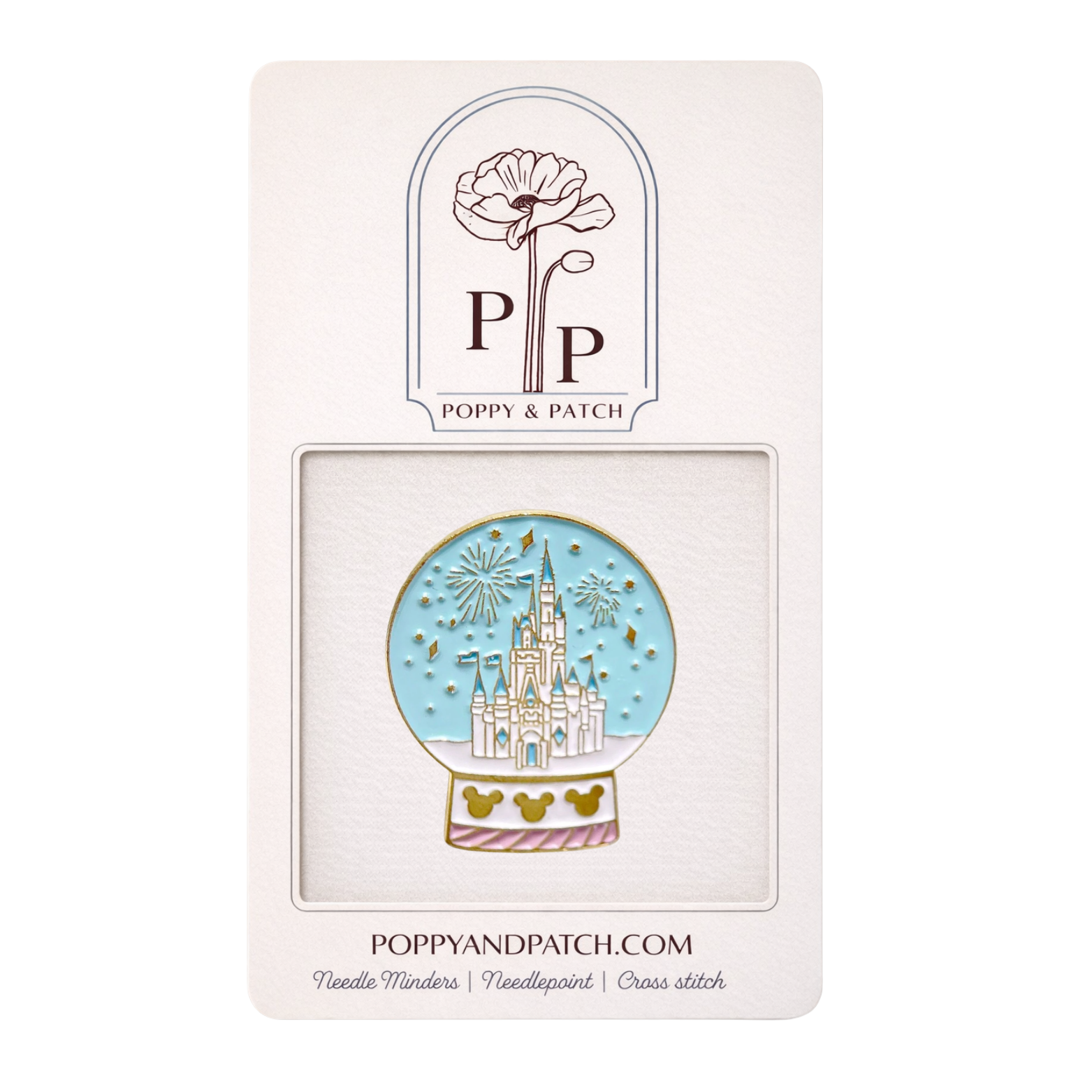 Disney Castle Snow Globe Needle Minder – Disney Inspired Magnetic Needle Holder for Needlepoint Cross Stitch and Embroidery