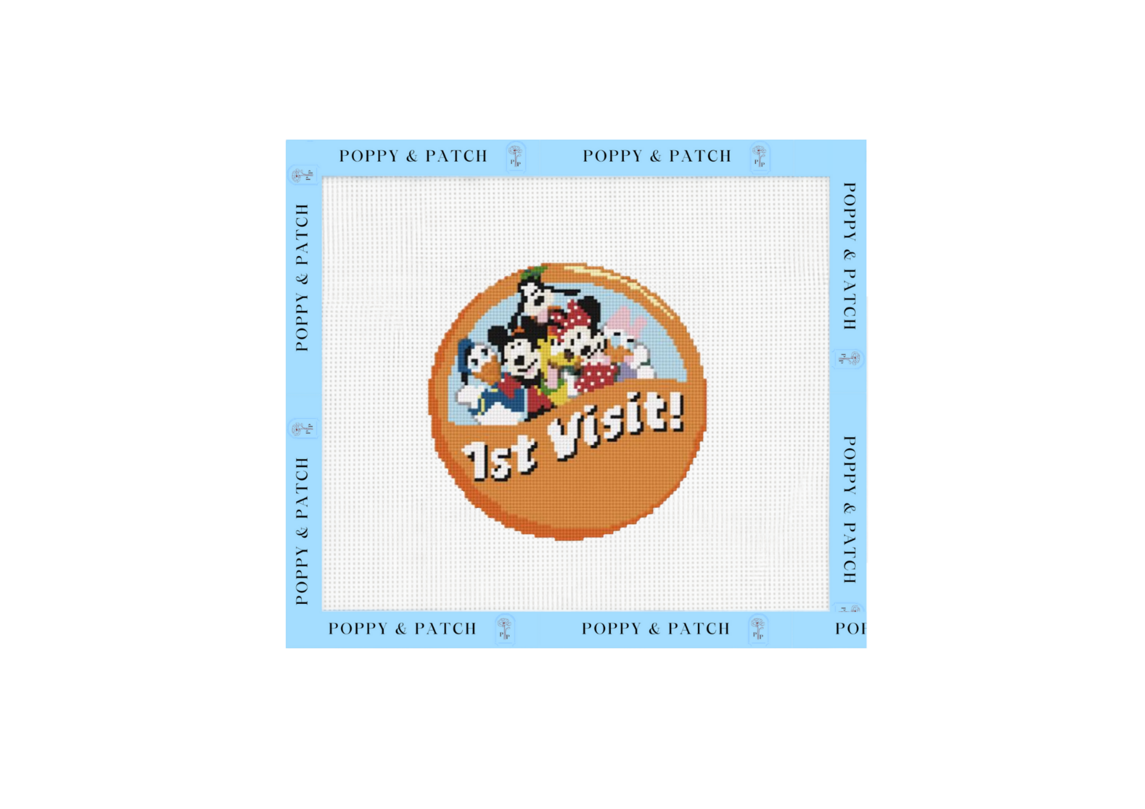 Disney First Visit Celebration Button Needlepoint Canvas