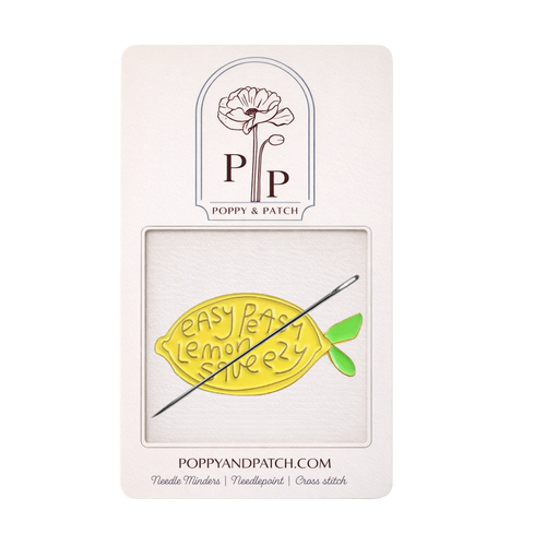 Easy Peasy Lemon Squeezy Needle Minder – Cute Lemon Needle Magnet for Cross Stitch & Embroidery