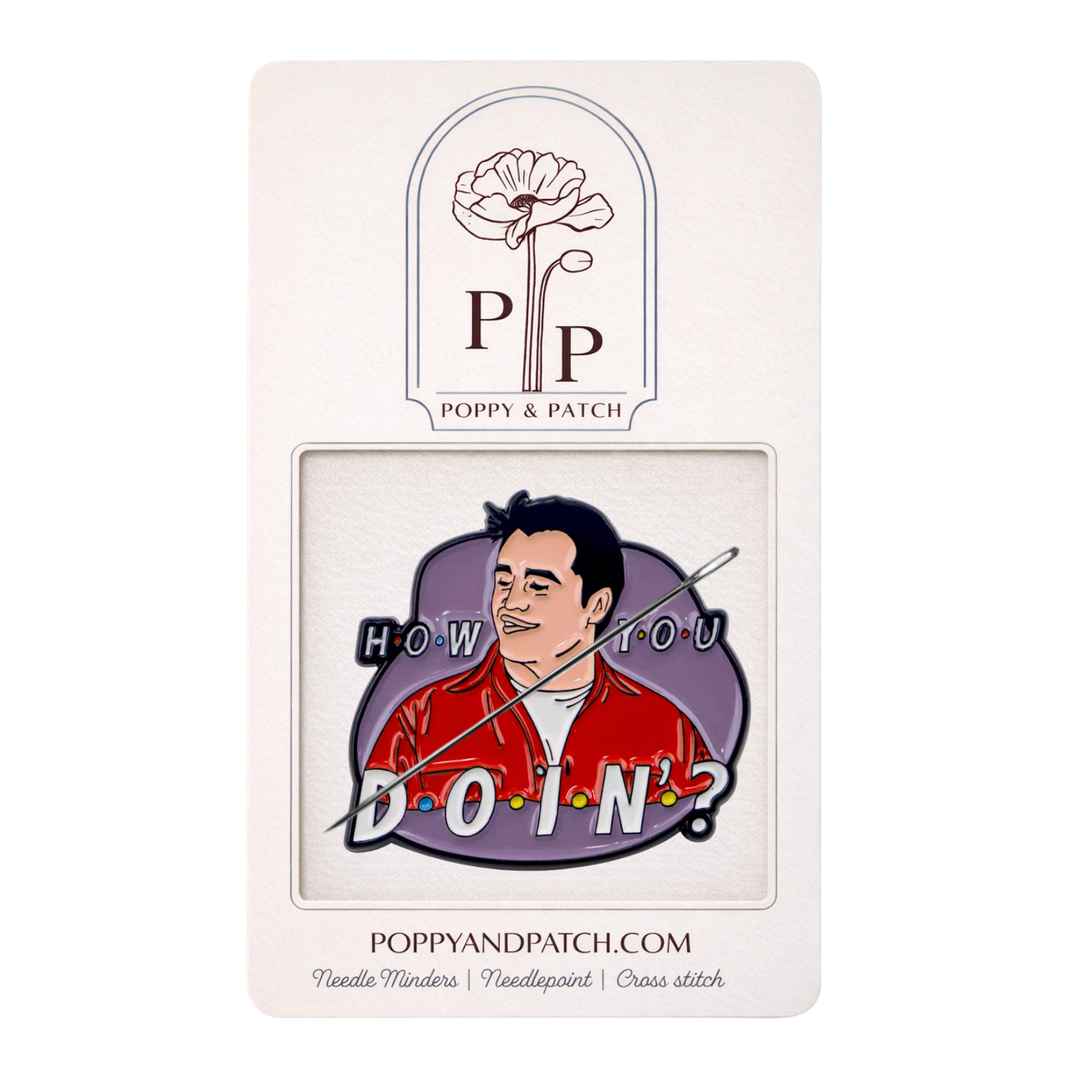 Friends How You Doin’ Needle Minder – Joey Tribbiani TV Show Inspired Magnetic Needle Holder for Needlepoint Cross Stitch and Embroidery