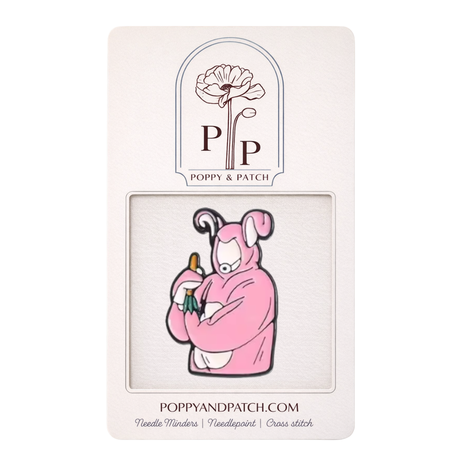 Friends Pink Bunny Needle Minder – Chandler Bunny Costume TV Show Inspired Magnetic Needle Holder for Needlepoint Cross Stitch and Embroidery