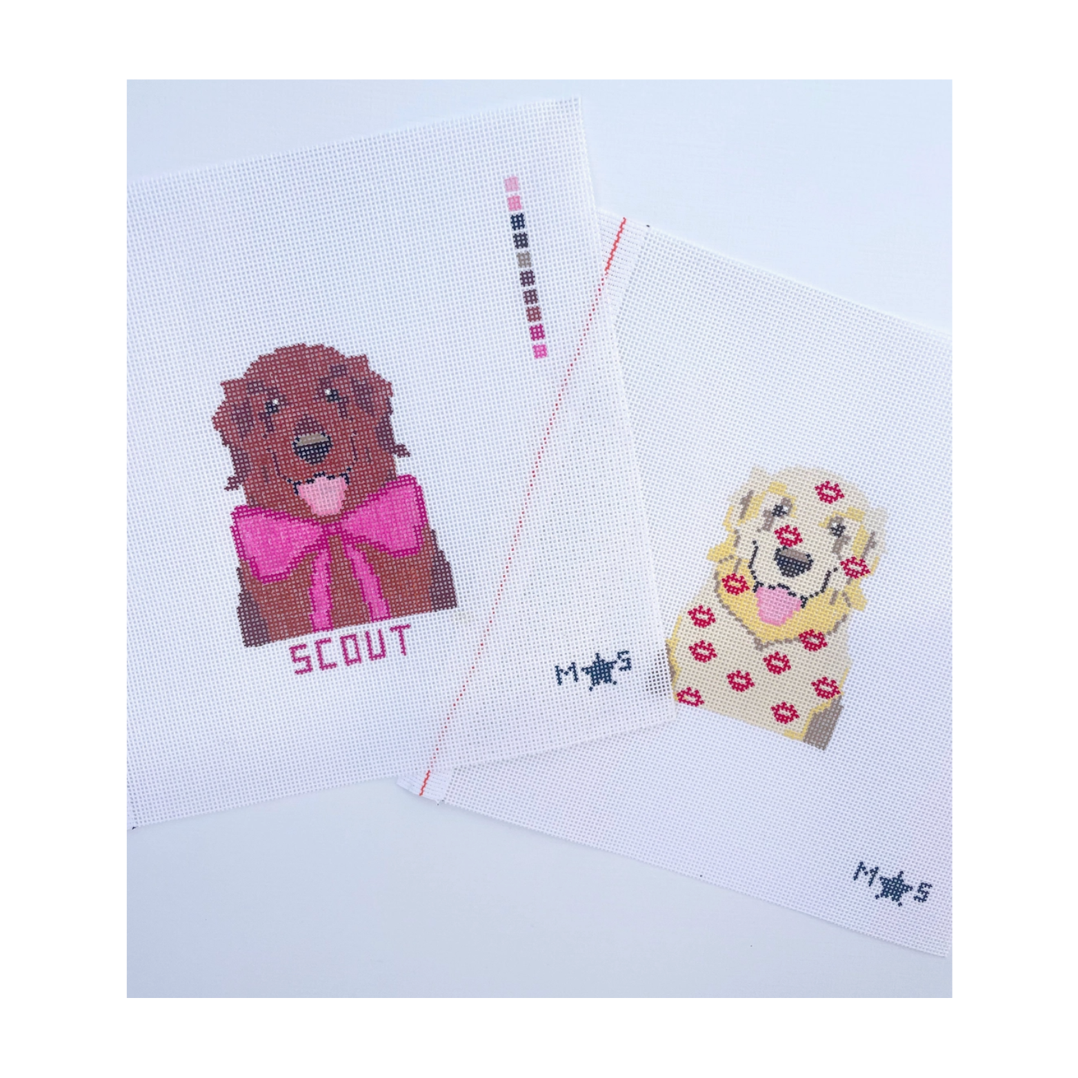 Golden Retriever Needlepoint Canvas – Hand-Painted Dog Portrait