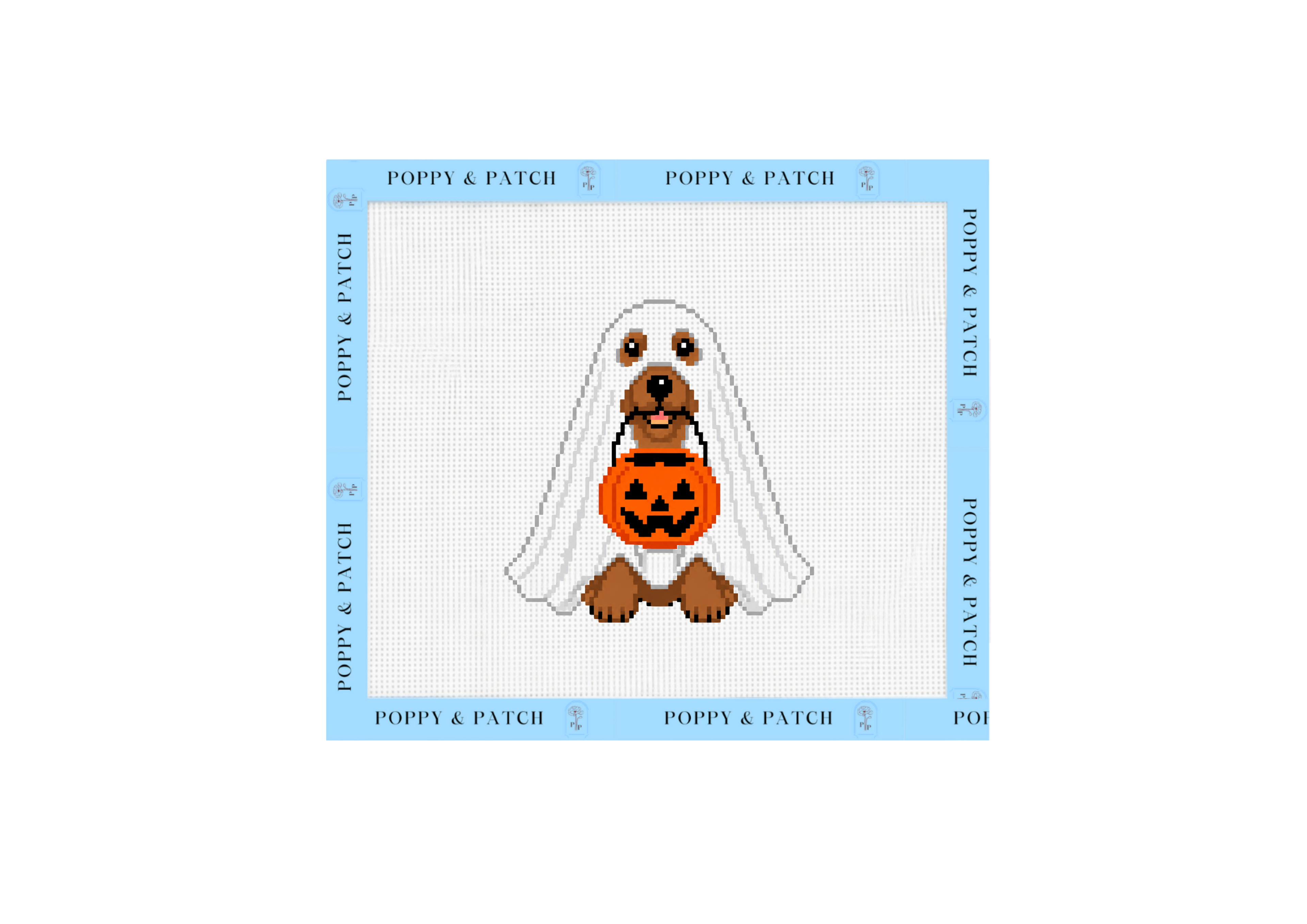 Halloween Ghost Golden Retriever Needlepoint Canvas