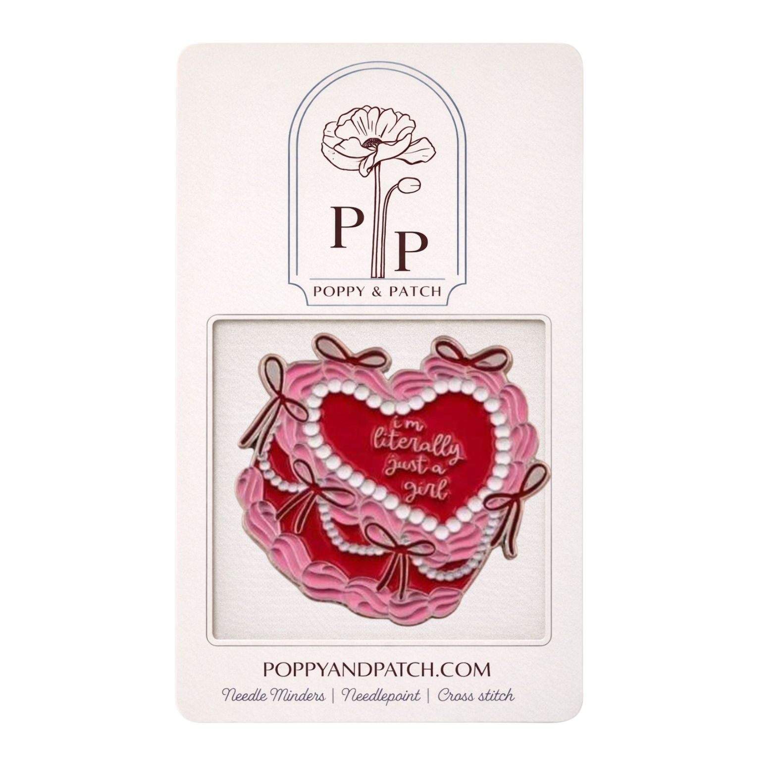 I’m Literally Just a Girl Needle Minder – Heart Cake Magnetic Needle Holder for Needlepoint Cross Stitch and Embroidery