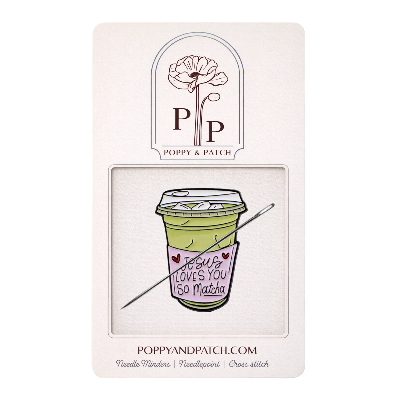 Jesus Loves You So Matcha Needle Minder – Coffee Cup Magnetic Needle Holder for Needlepoint Cross Stitch and Embroidery
