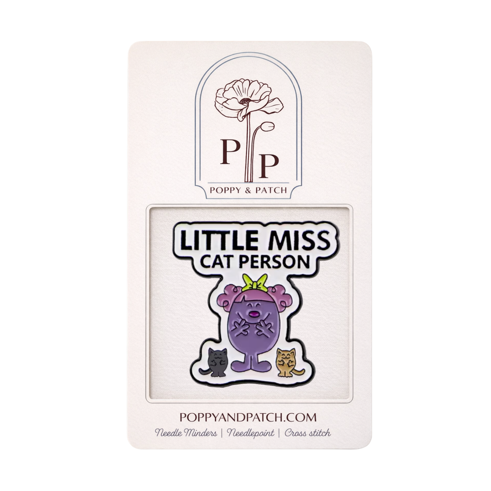 Little Miss Cat Person Needle Minder – Needle Holder –  Needlepoint, Cross Stitch & Embroidery