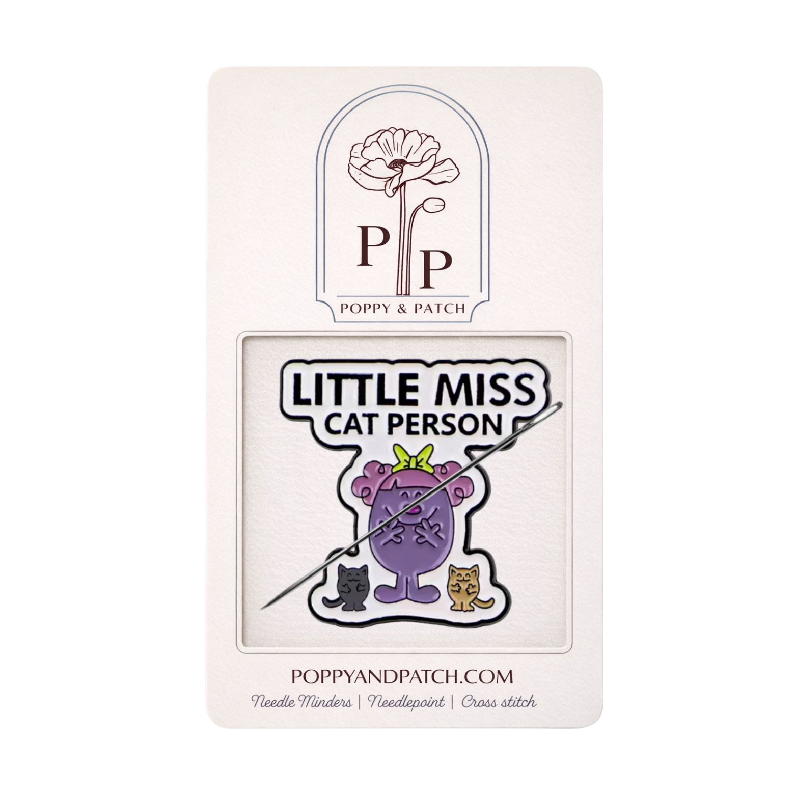 Little Miss Cat Person Needle Minder – Needle Holder –  Needlepoint, Cross Stitch & Embroidery