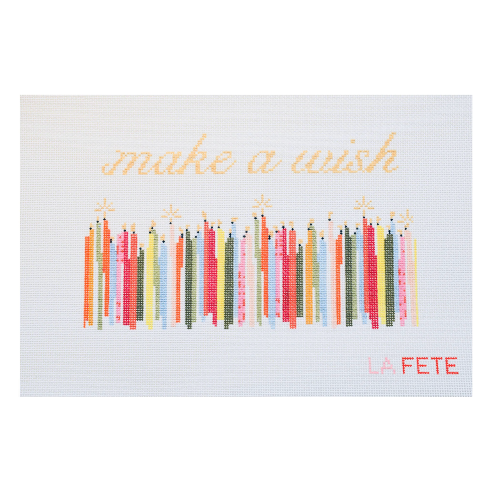 Make a Wish Pouch Hand-Painted Needlepoint Canvas – Birthday Candle Design