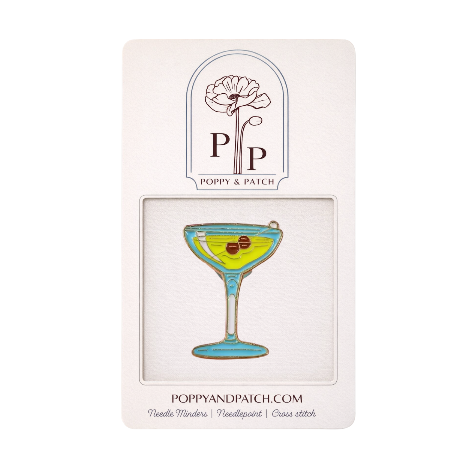Martini Glass Needle Minder – Needle Holder – Needlepoint, Cross Stitch & Embroidery