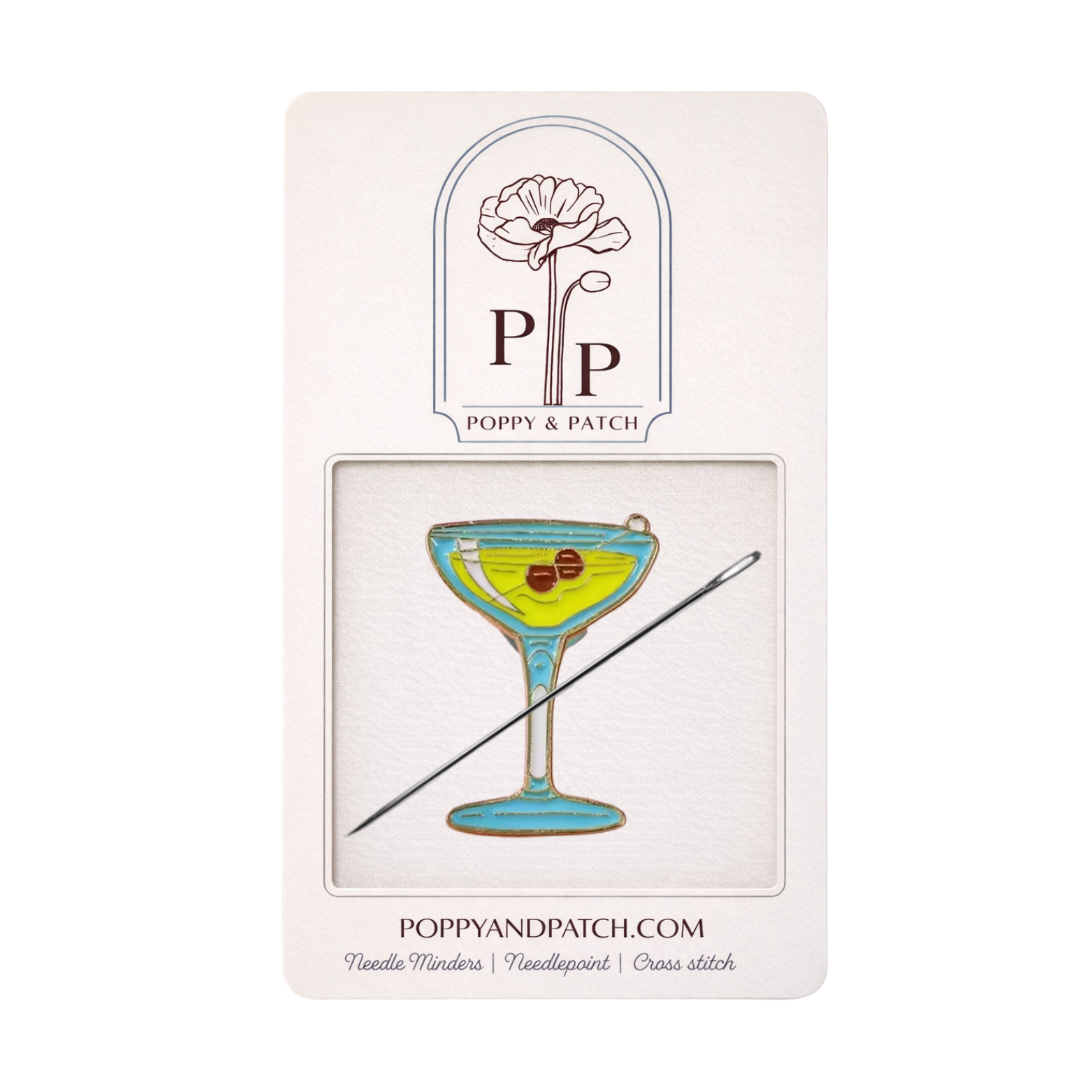 Martini Glass Needle Minder – Needle Holder – Needlepoint, Cross Stitch & Embroidery