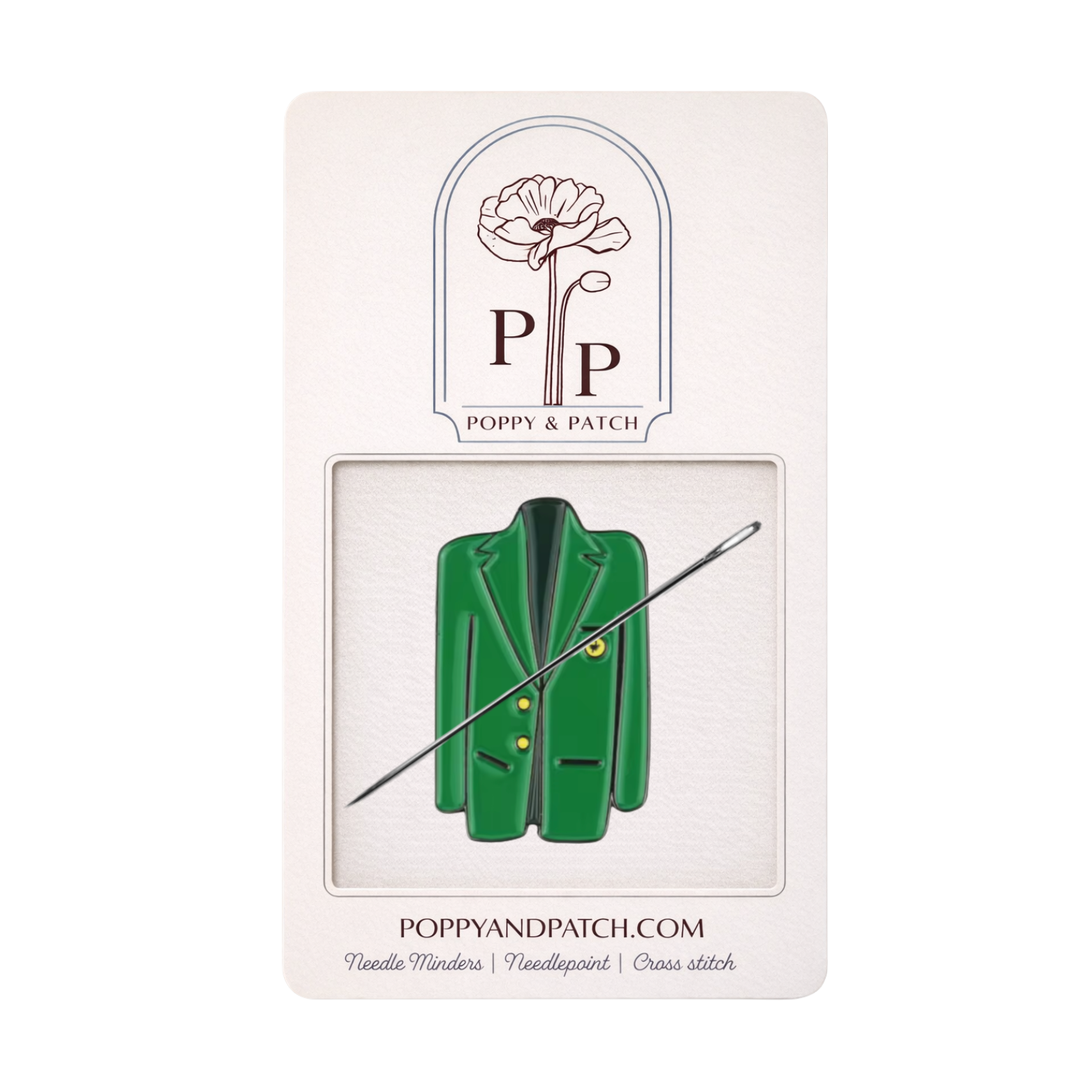 Green Jacket Needle Minder –Needle Holder - Needlepoint, Cross Stitch, Embroidery