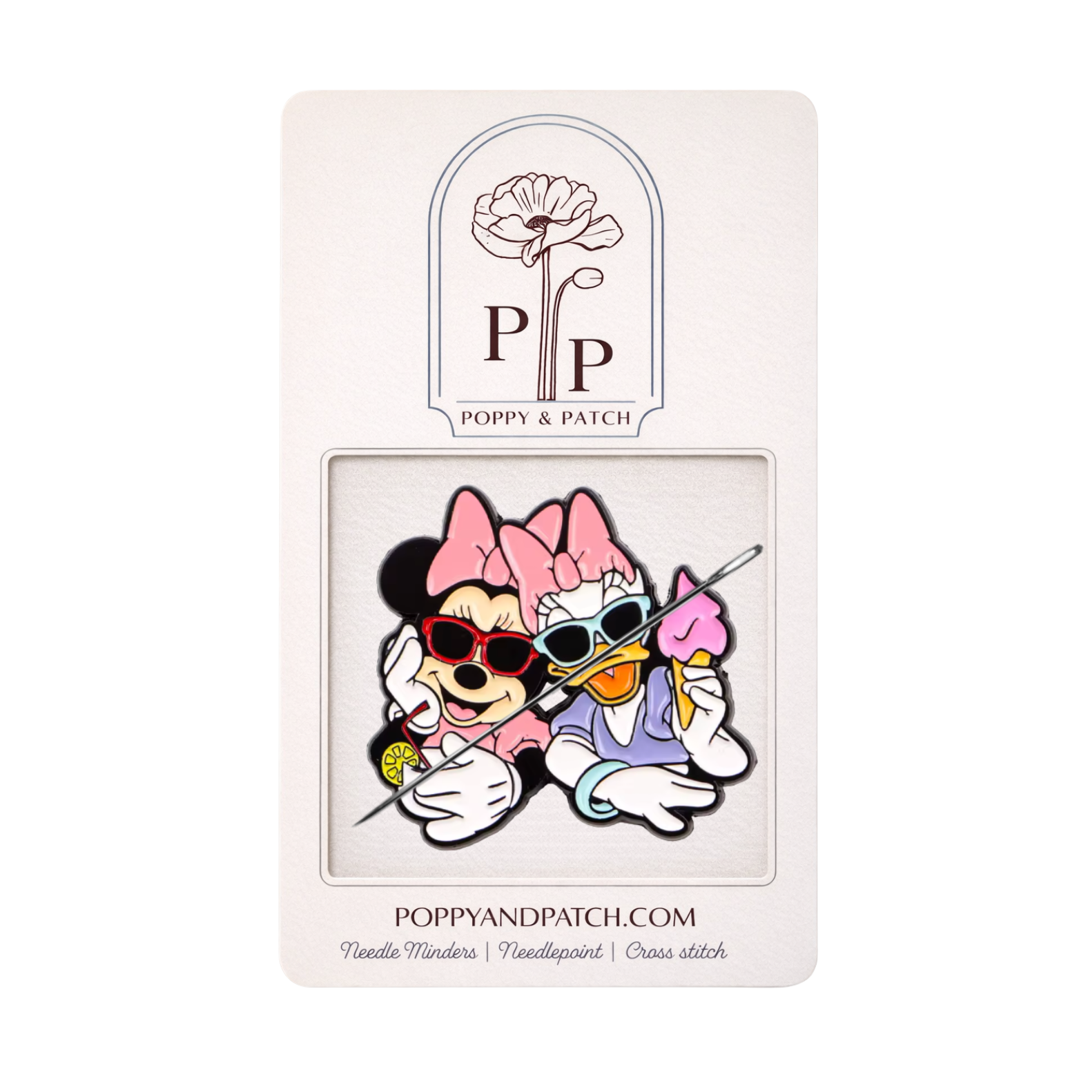 Minnie & Daisy Besties Needle Minder, Sunglasses & Ice Cream Needle Holder – Needlepoint Cross Stitch & Embroidery