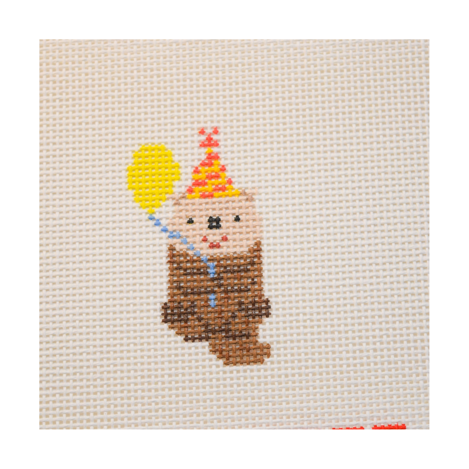 Party Animals Otter Needlepoint Canvas – Hand-Painted Birthday Design