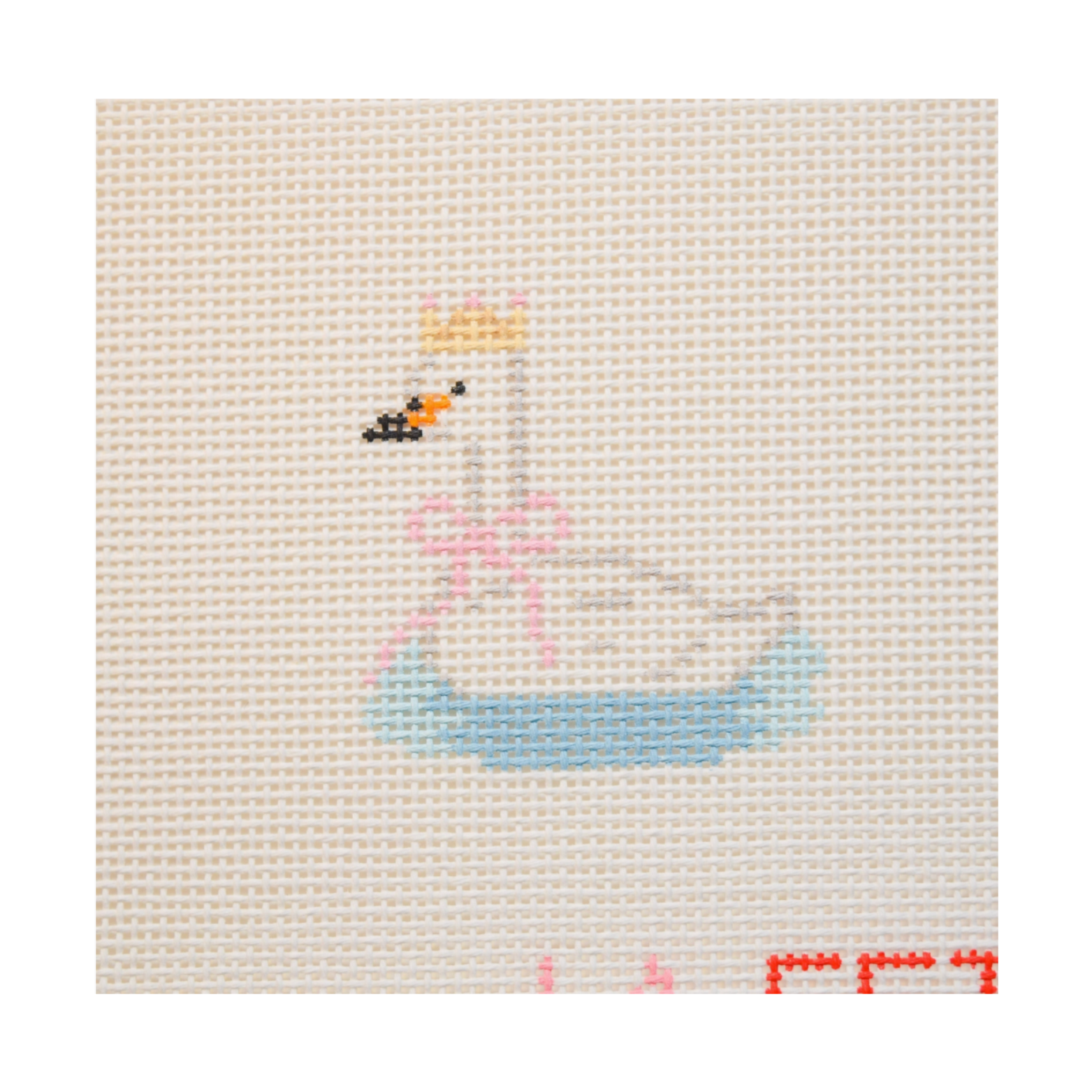 Party Animals Swan Needlepoint Canvas – Hand-Painted Birthday Design