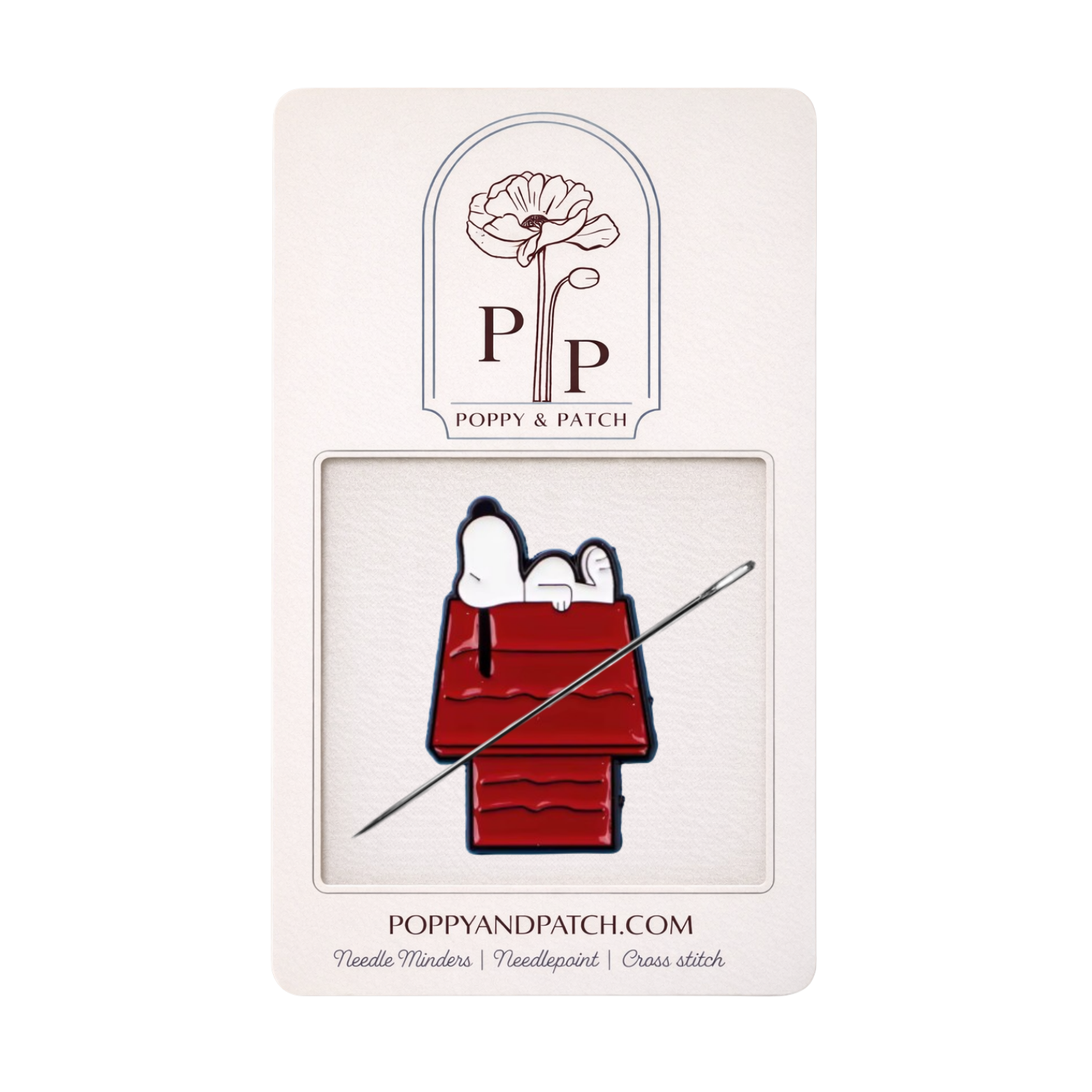 Peanuts Snoopy on Doghouse Needle Minder | Magnetic Needle Holder for Needlepoint, Cross Stitch & Embroidery