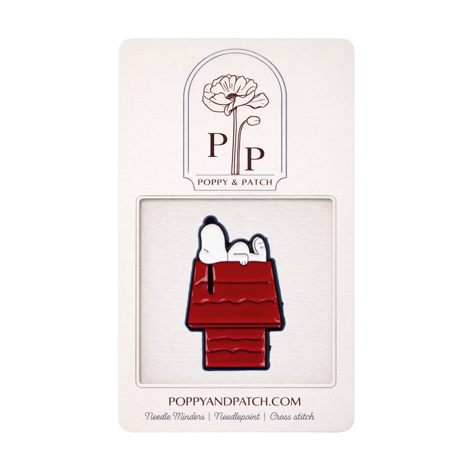 Peanuts Snoopy on Doghouse Needle Minder | Magnetic Needle Holder for Needlepoint, Cross Stitch & Embroidery