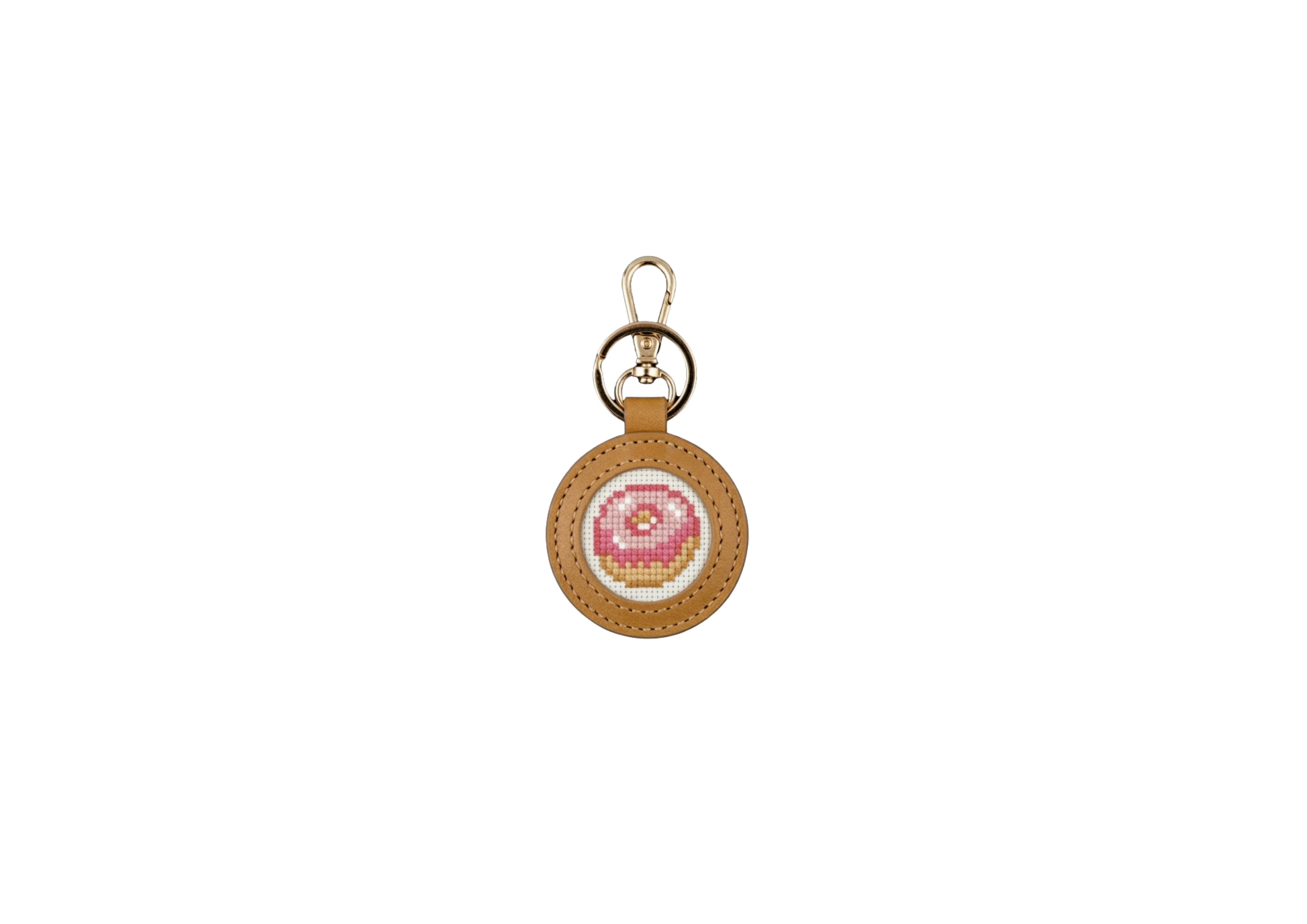 Pink Donut Key Fob/Bag Tag Needlepoint Canvas
