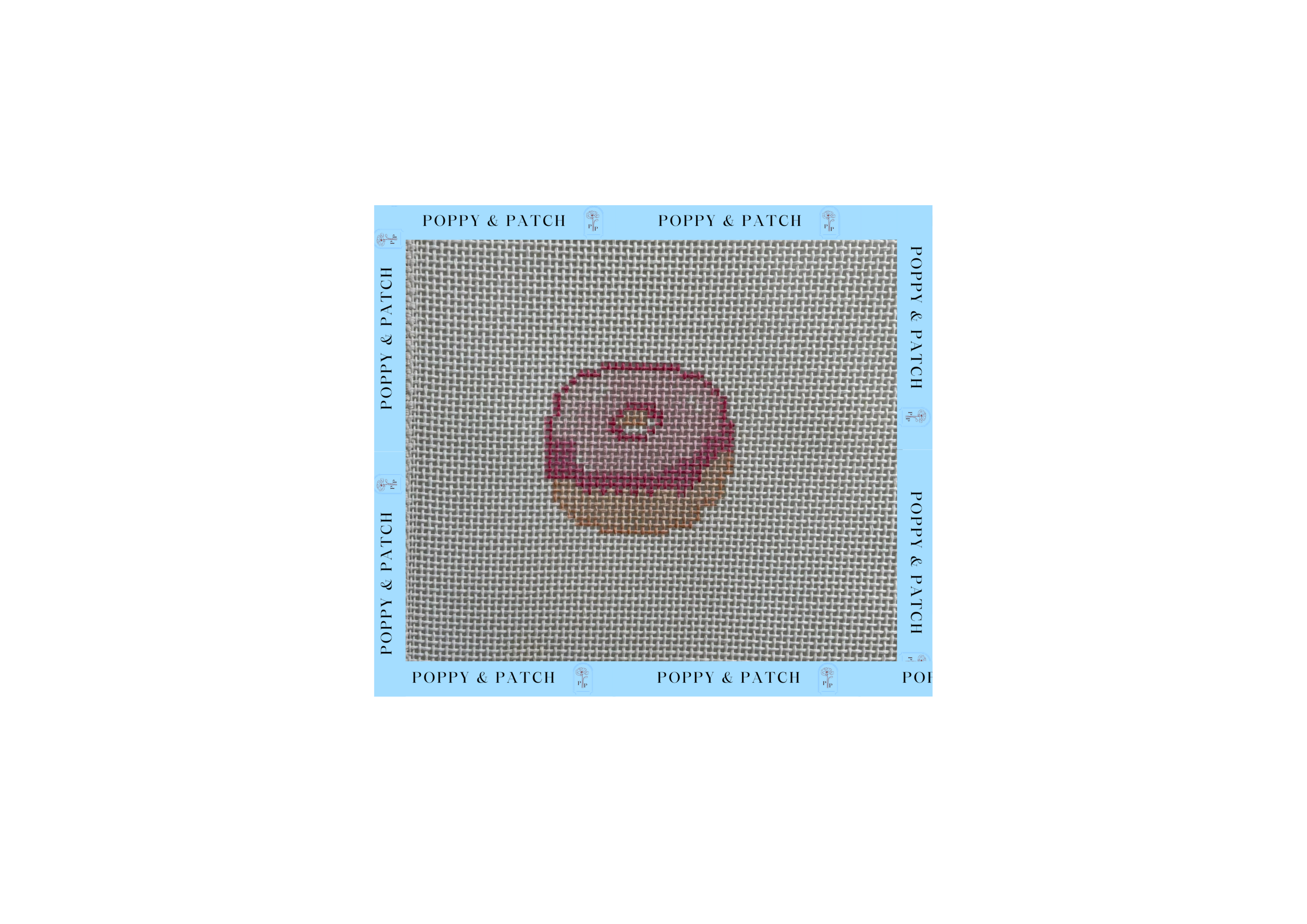 Pink Donut Key Fob/Bag Tag Needlepoint Canvas