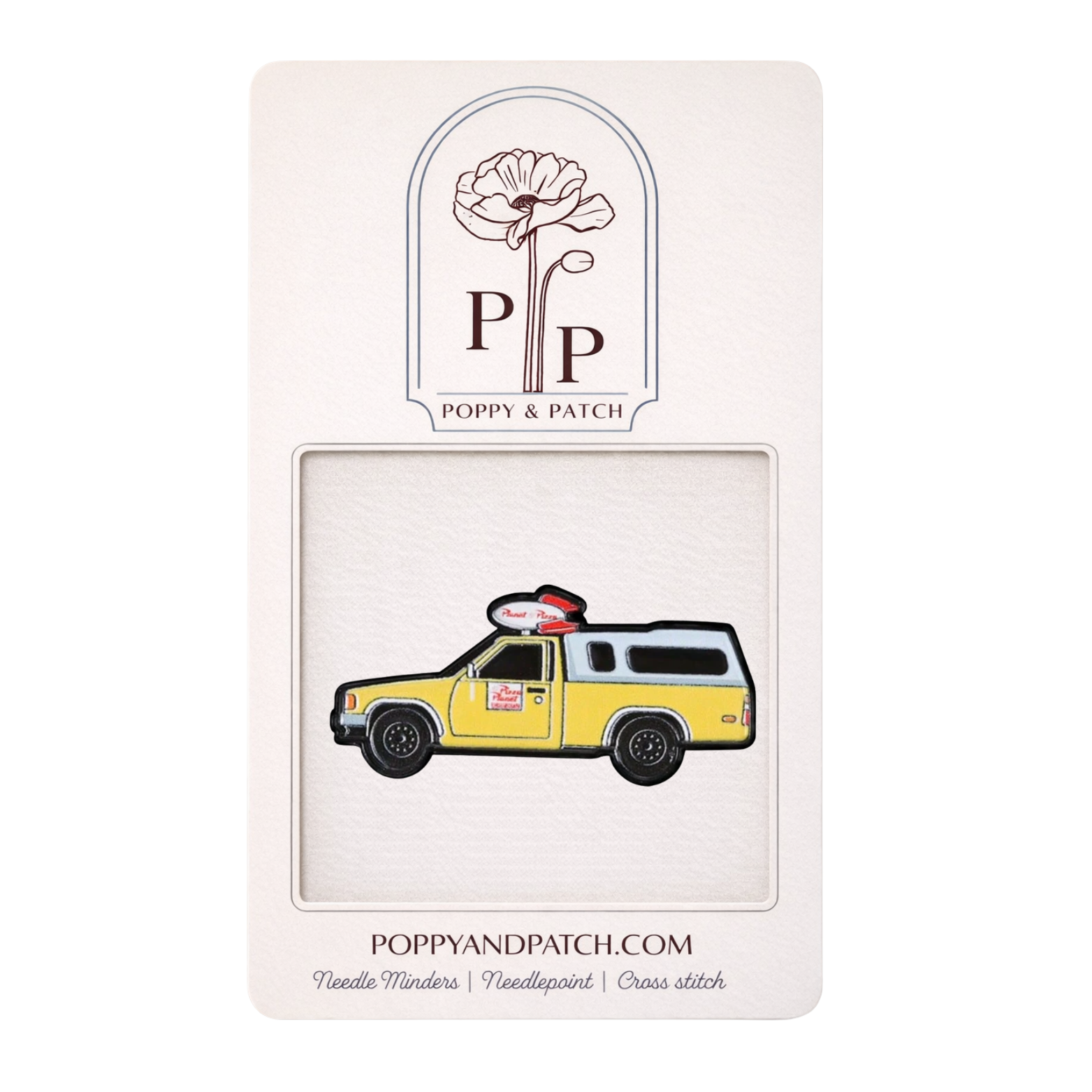 Pizza Planet Truck Needle Minder – Toy Story Inspired Magnetic Needle Holder for Needlepoint Cross Stitch and Embroidery