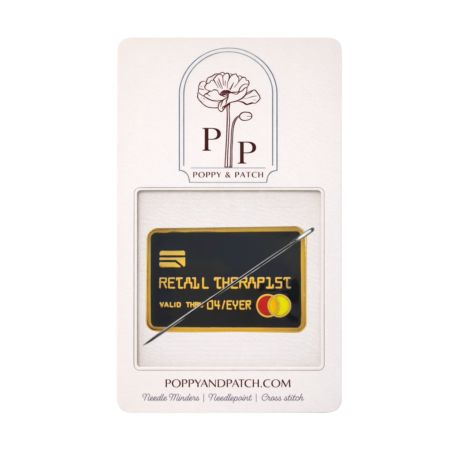 Retail Therapist Credit Card Needle Minder- Needle Holder – Needlepoint, Cross Stitch & Embroidery