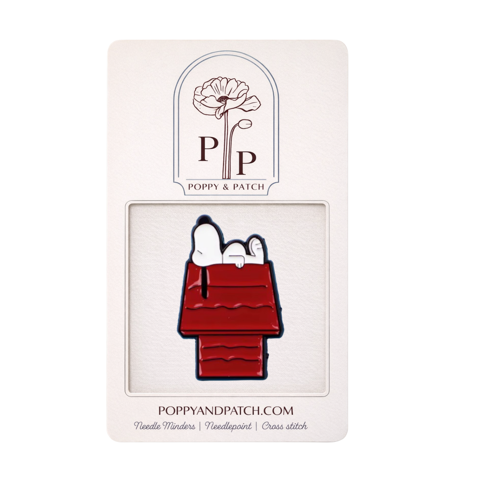 Snoopy on Doghouse Needle Minder – Magnetic Needlepoint & Cross Stitch Accessory