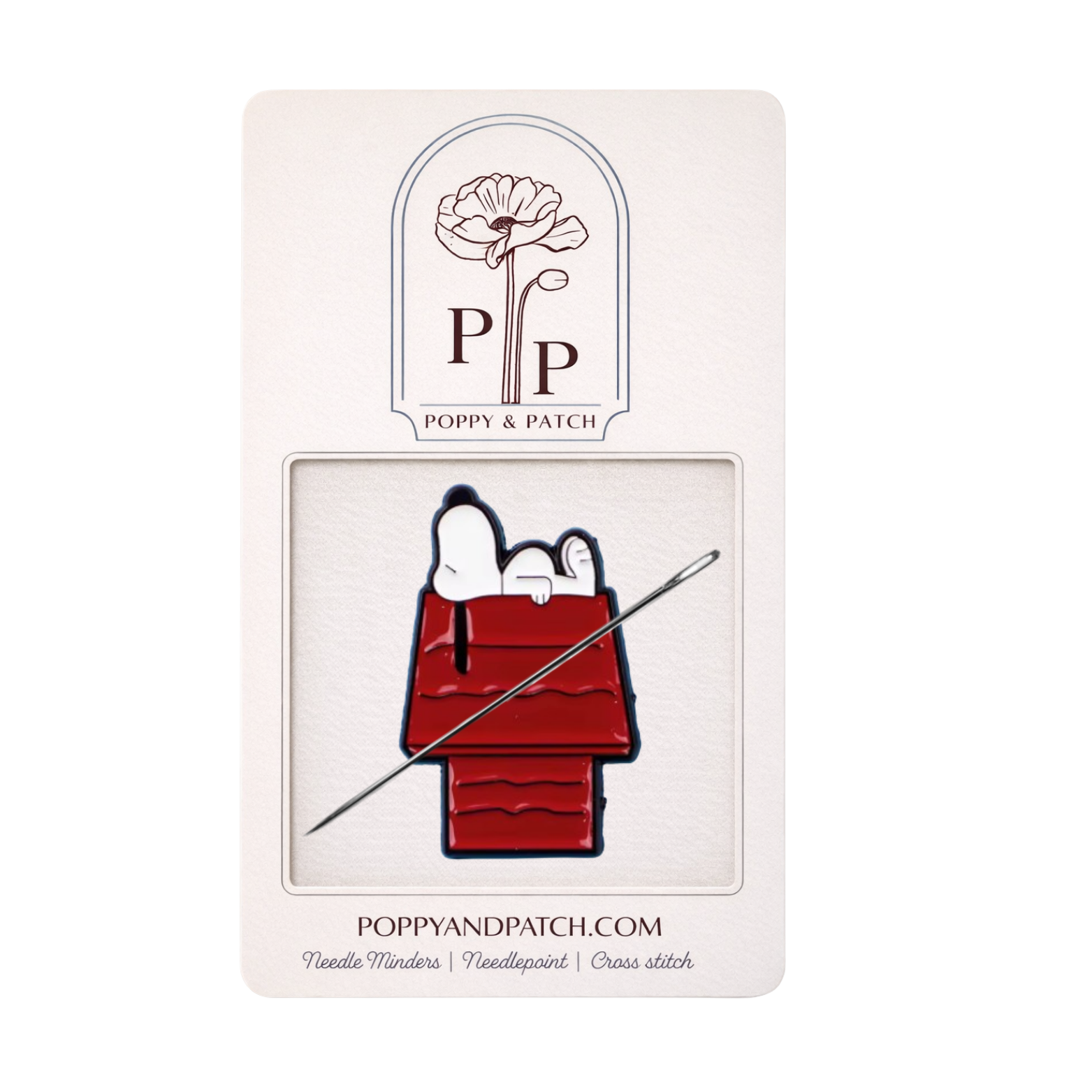 Snoopy on Doghouse Needle Minder – Magnetic Needlepoint & Cross Stitch Accessory