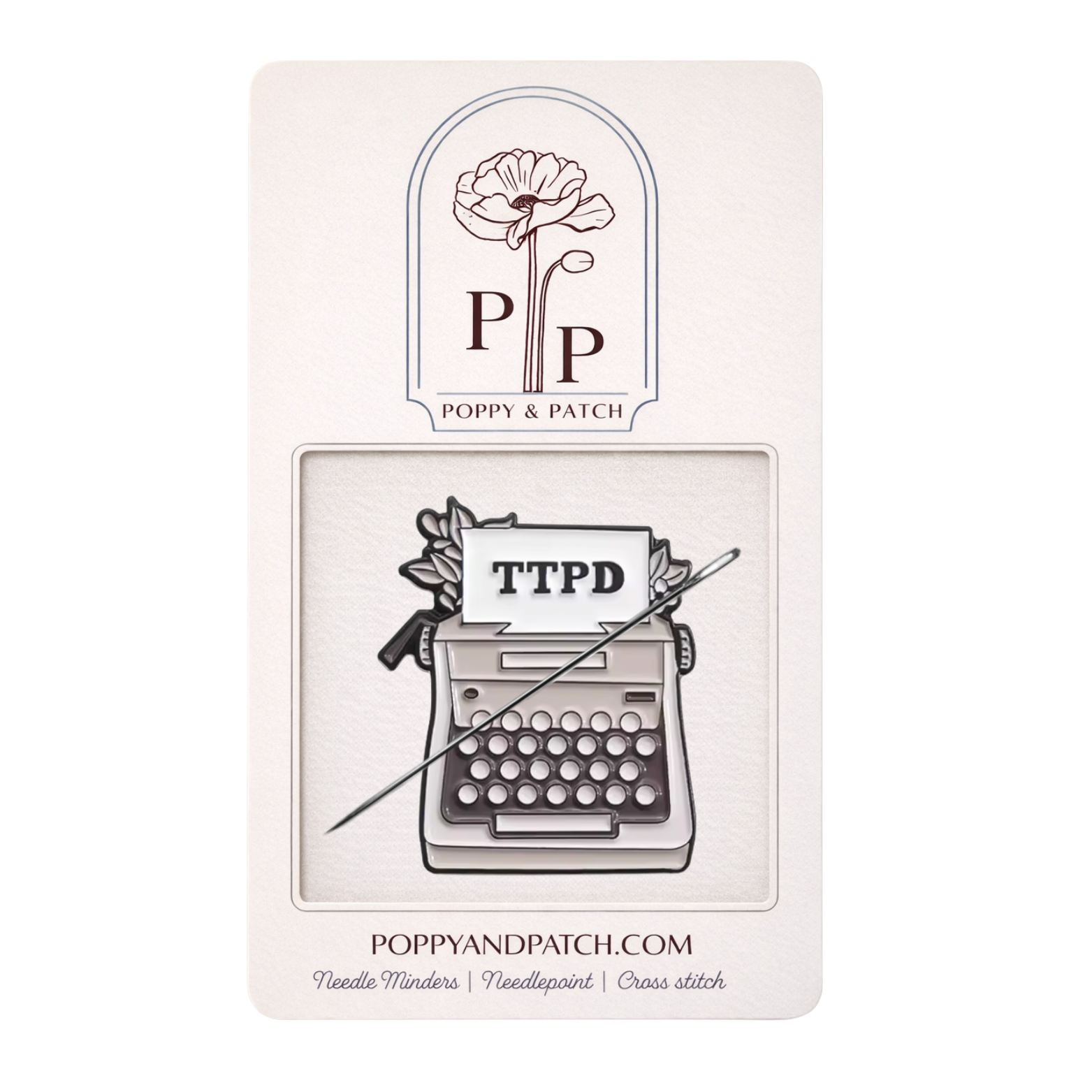 TTPD Typewriter Needle Minder – Taylor Swift Inspired Magnetic Needle Holder for Needlepoint Cross Stitch & Embroidery