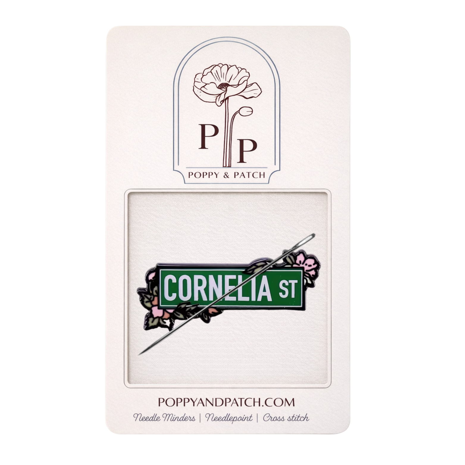 Taylor Swift Cornelia Street with Flowers Needle Minder – Needle Holder – Needlepoint, Cross Stitch, & Embroidery