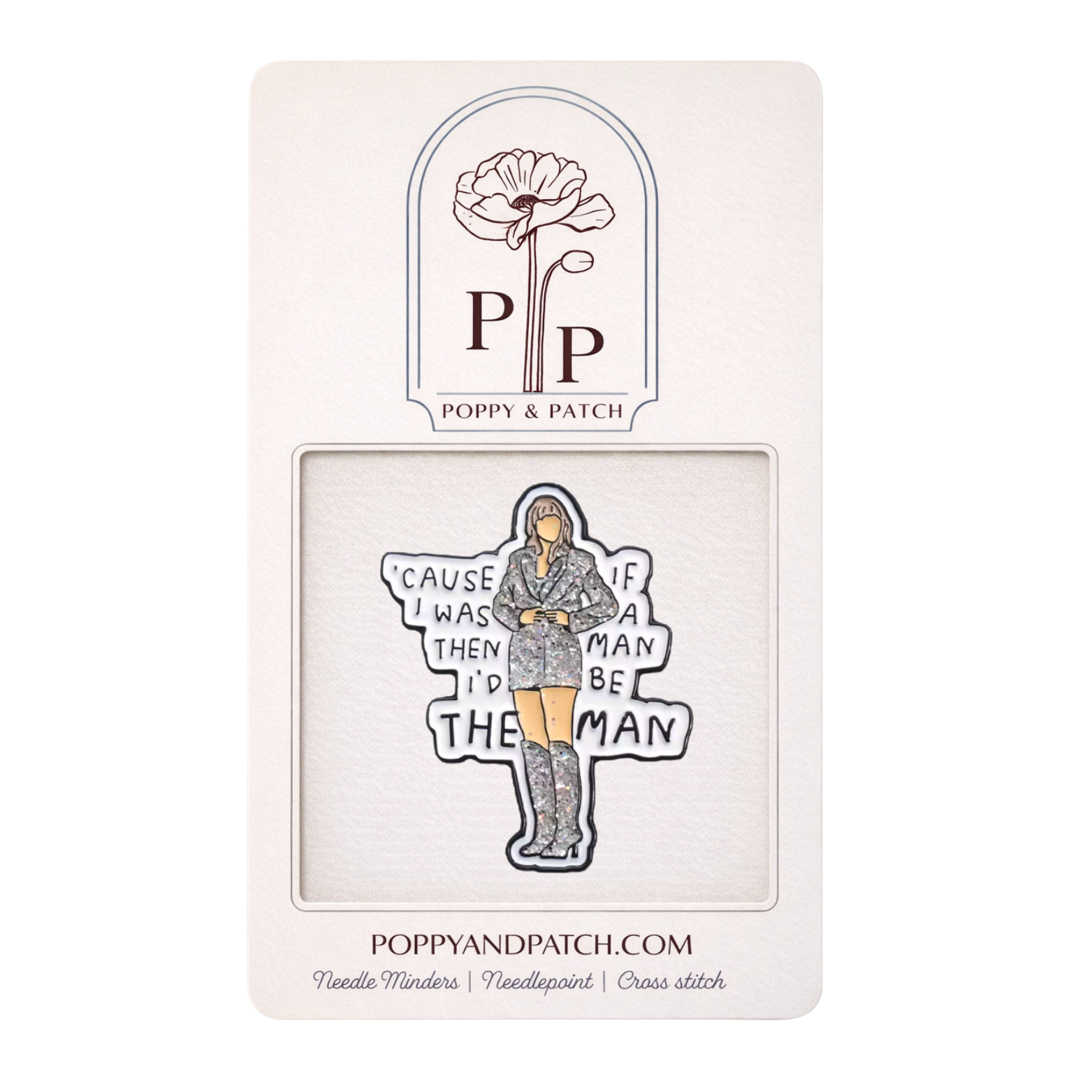Taylor Swift “The Man” Needle Minder – Needle Holder – Needlepoint Cross Stitch & Embroidery