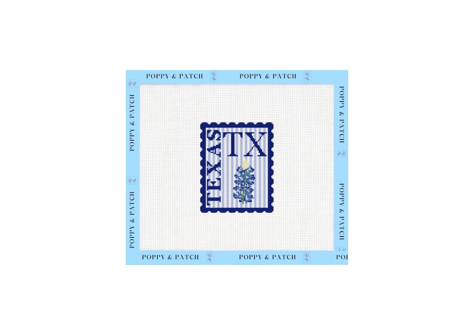 Texas Bluebonnet Stamp Needlepoint Canvas