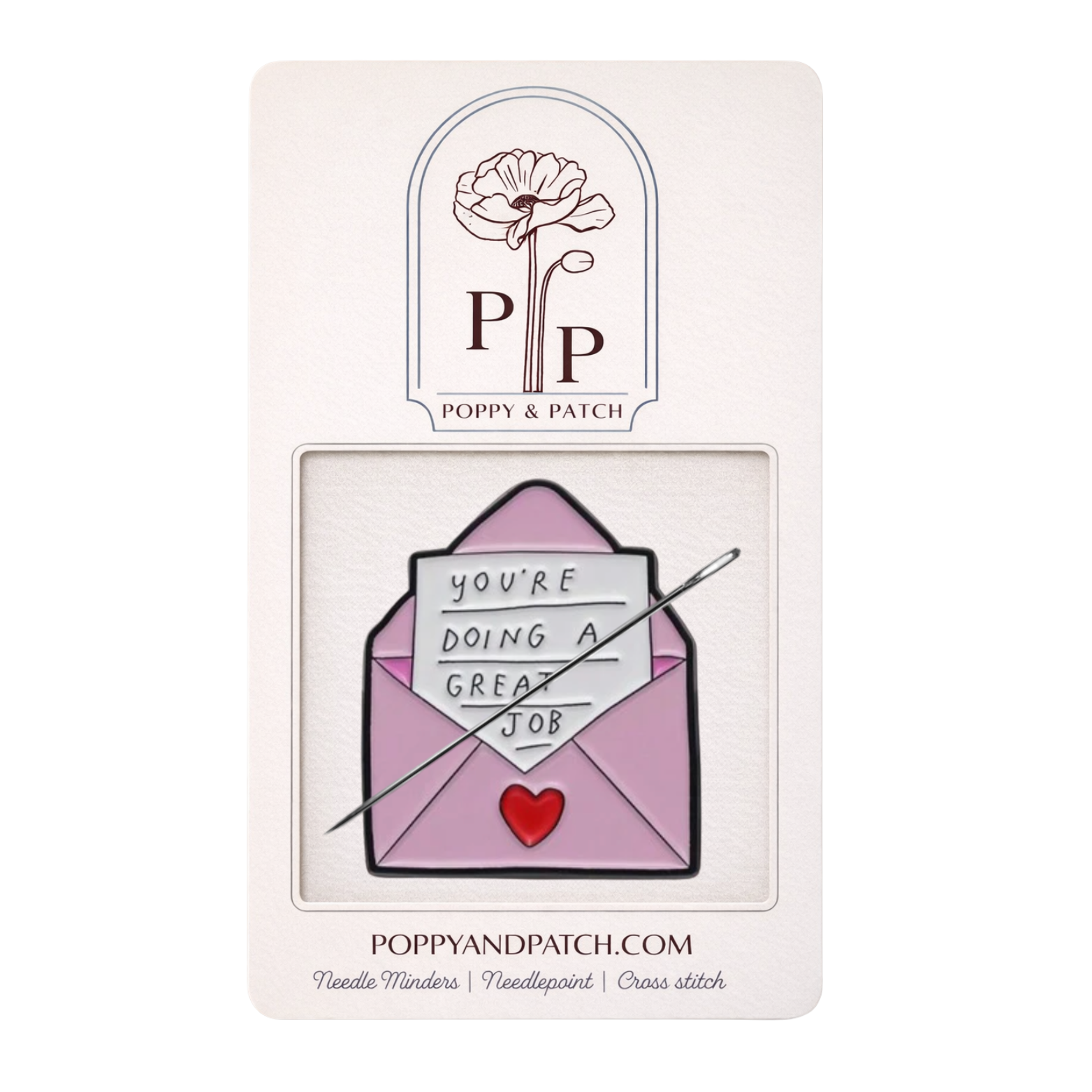 You’re Doing a Great Job Envelope Needle Minder – Encouraging Magnetic Needle Holder for Needlepoint and Embroidery