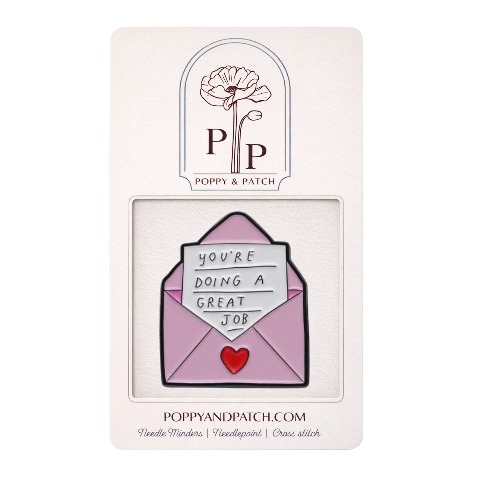 You’re Doing a Great Job Envelope Needle Minder – Encouraging Magnetic Needle Holder for Needlepoint and Embroidery