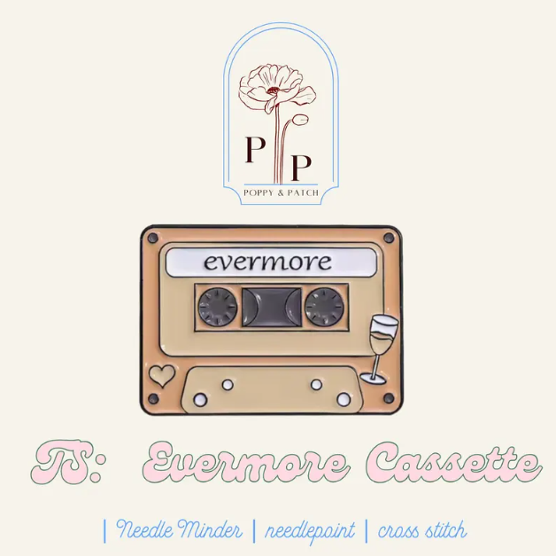 Evermore Cassette Tape Needle Minder – Needlepoint & Cross Stitch (Taylor Swift Inspired)