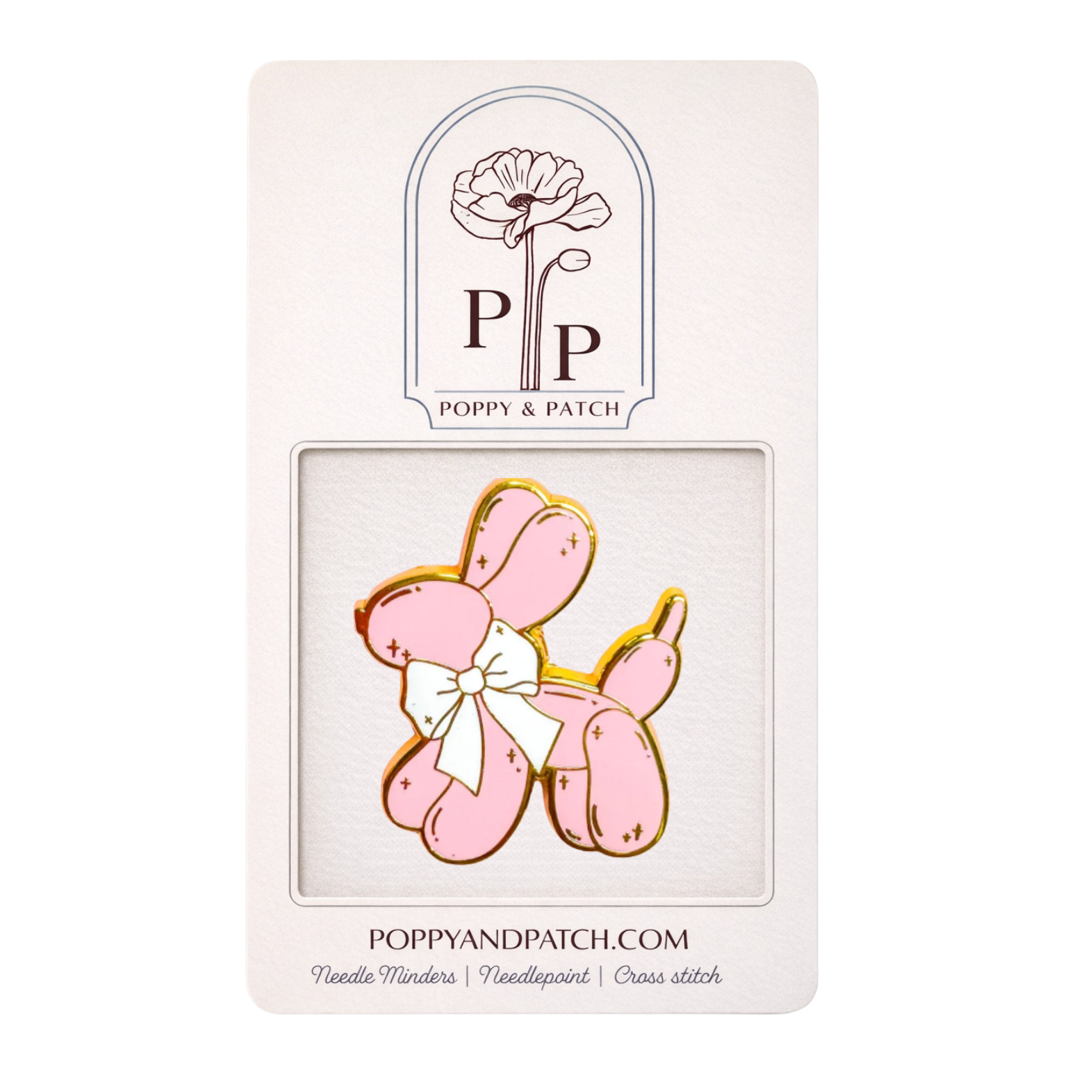 Pink Balloon Dog Needle Minder – Needle Holder – Needlepoint Cross Stitch & Embroidery